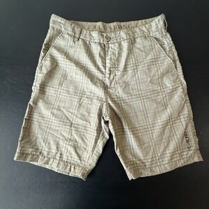 Billabong Men Shorts 33 Tan Plaid‎ Chino